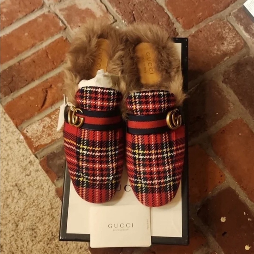 Gucci princetown fur slippers size 8.5